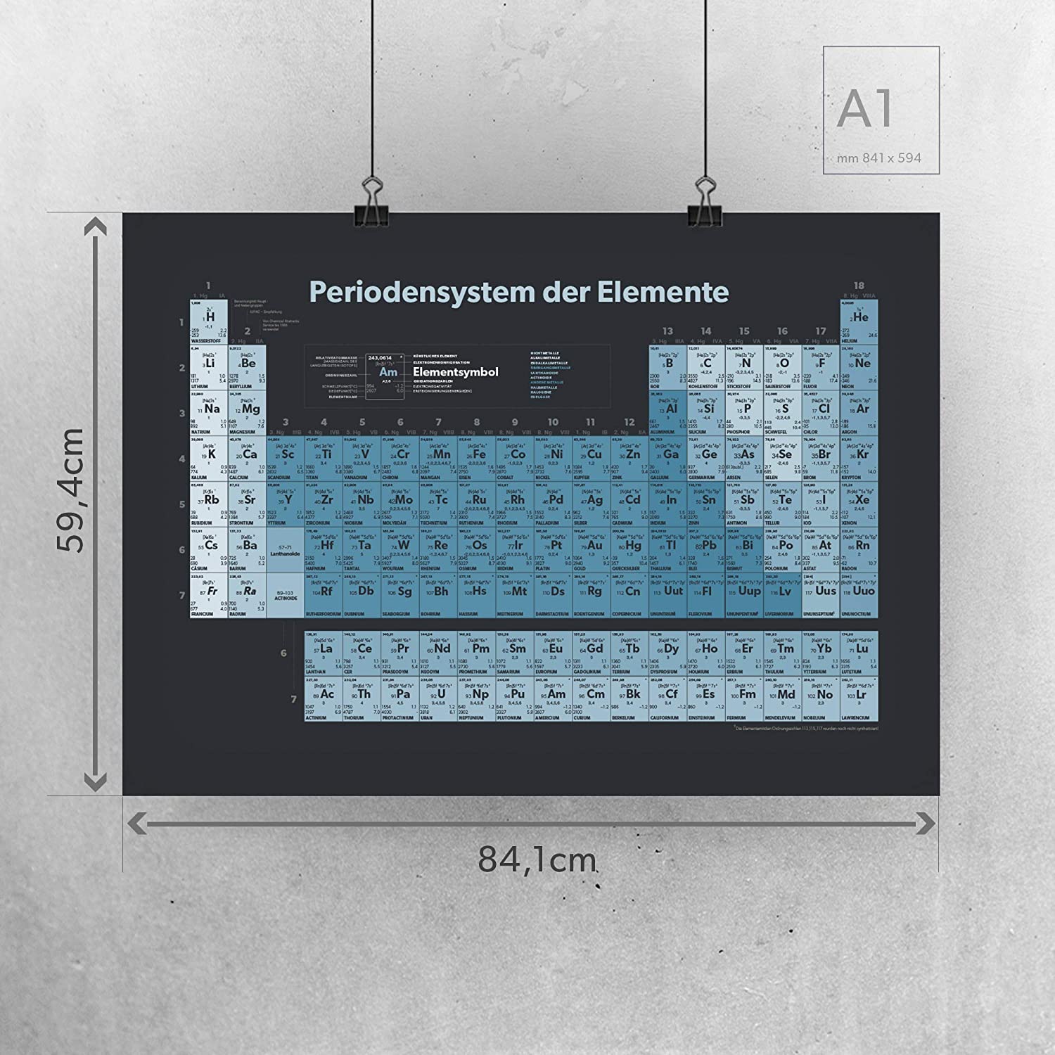 Golden Posters Periodensystem Poster (DIN A1) - Blau